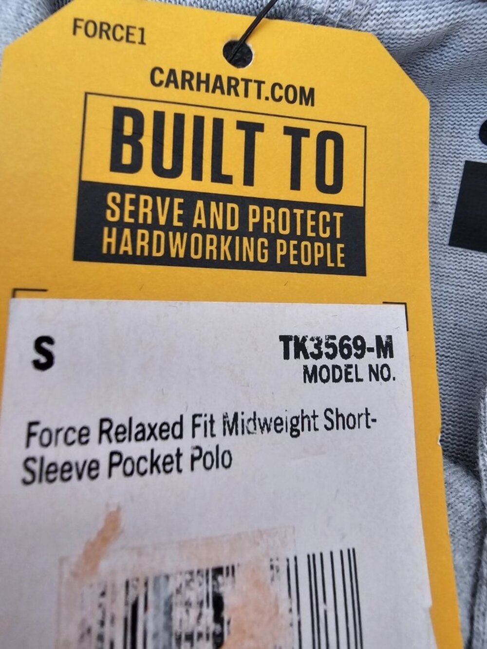 Carhartt Men's Force Relaxed Fit Gray Short Sleeve Polo Pocket Shirt SZ S NWT - Picture 7 of 9